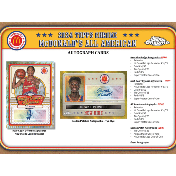2024 Topps McDonalds All-American Chrome Basketball Hobby Box - Image 5