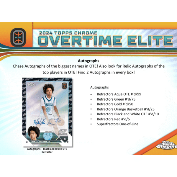 2023/24 Overtime Elite Topps Chrome Basketball Hobby Box - Image 7