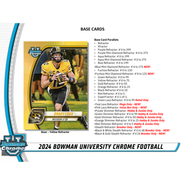 2024 Bowman University Chrome Football Hobby Box - Image 3